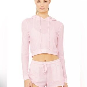 ALO Yoga Light Pink Cropped Hoodie